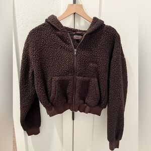 Espresso skims sherpa crop jacket
